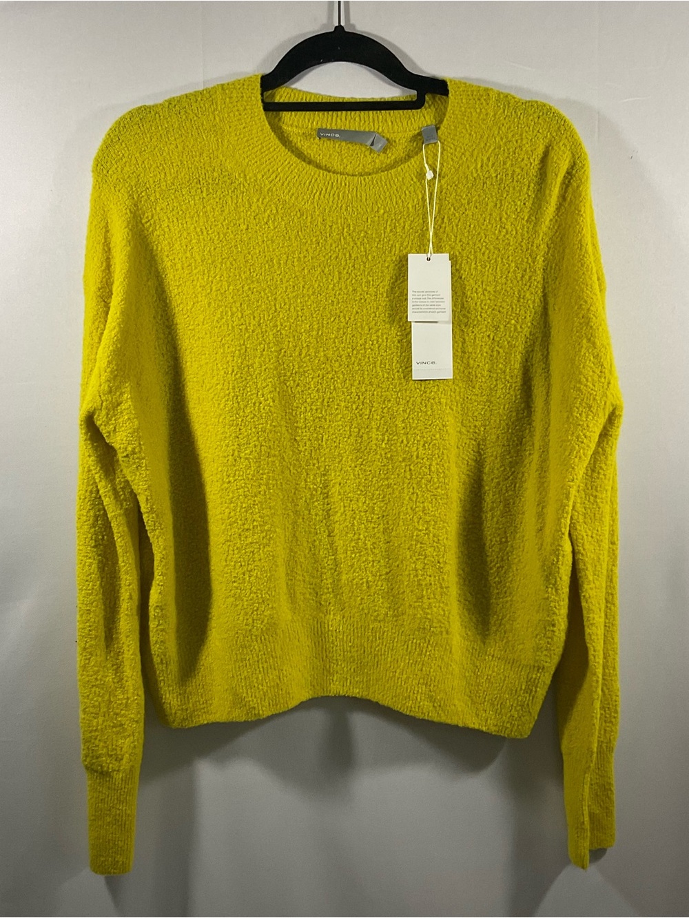 Vince Camuto Lemon Yellow Bouclé Crewneck Sweater